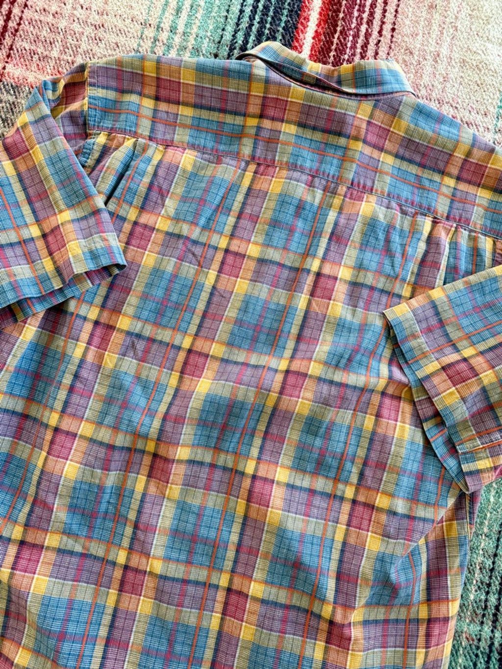 Burberry 80s Burberry Cotton/Linen Blue/Yellow/Pink Plaid Shirt L Size US L / EU 52-54 / 3 - 4 Thumbnail