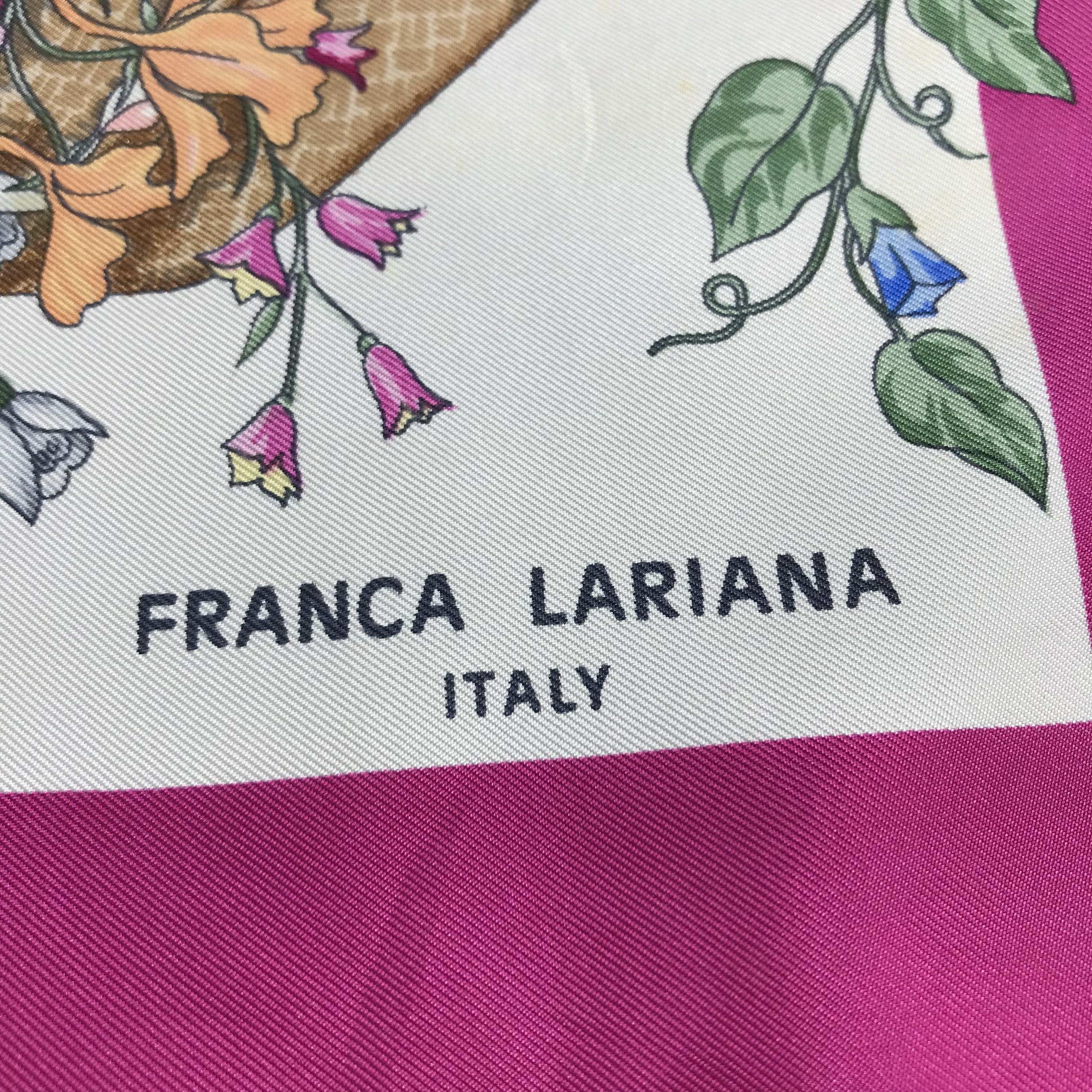 Vintage Franca Lariana Floral Silk Scarf M111 Size ONE SIZE - 3 Thumbnail