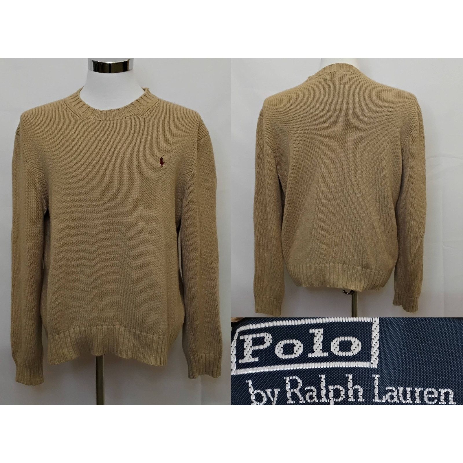 Polo Ralph Lauren Polo Ralph Lauren Sweater Men's L Tan 100% Cotton Crew Neck Size US L / EU 52-54 / 3 - 1 Thumbnail