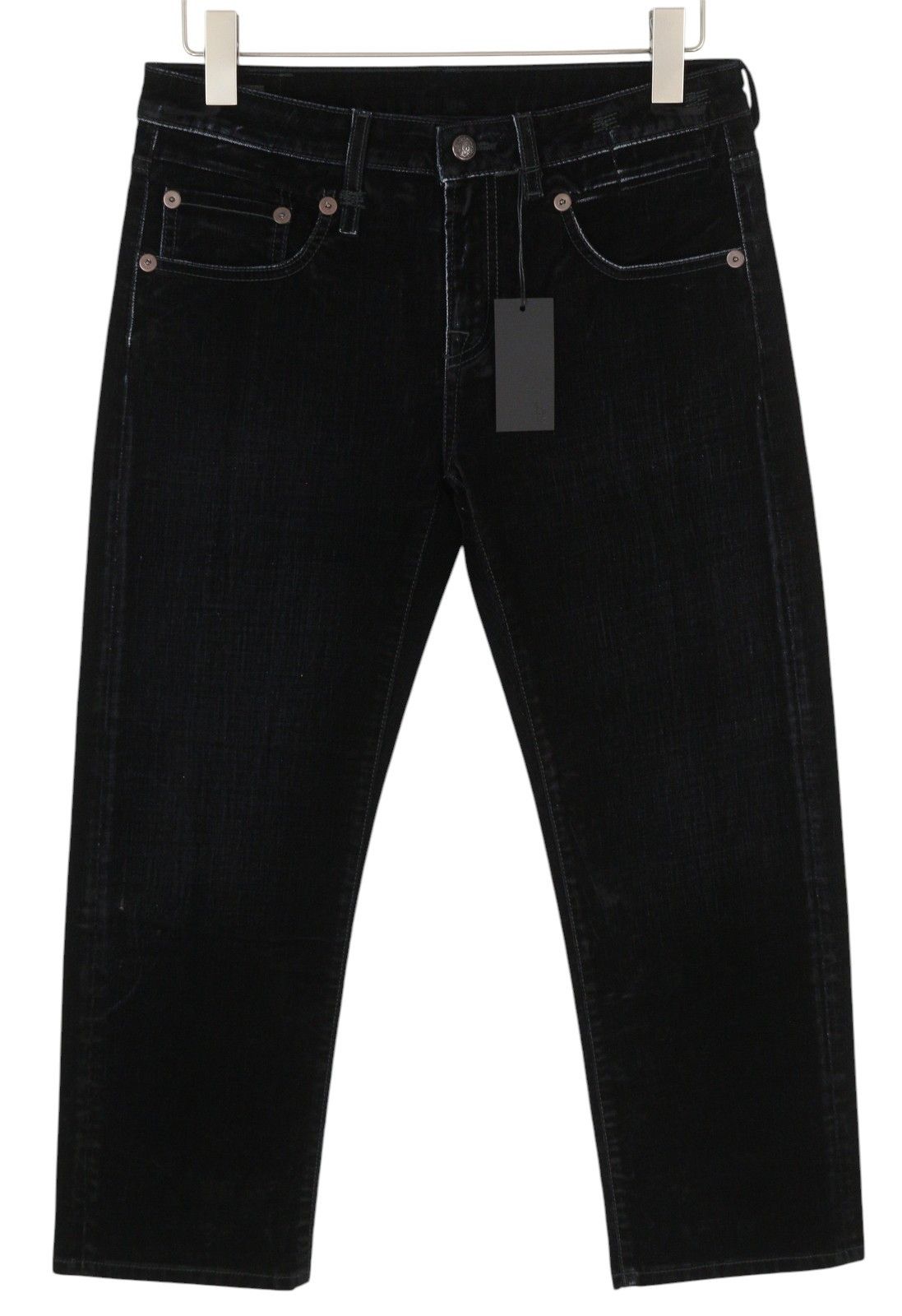 R13 BOY STRAIGHT 28 Flocked Black Velvet Cropped Dark 86249 Size 28" / US 6 / IT 42 - 1 Thumbnail