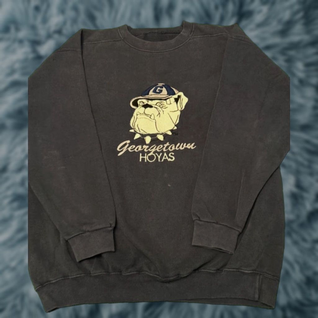 Logo 7 VINTAGE Georgetown Hoyas Embroidered Logo VTG Crewneck Sweater Mens XL 90s 80s University Sports Blue Crew Neck Pullover Long Sleeve Size US XL / EU 56 / 4 - 1 Thumbnail