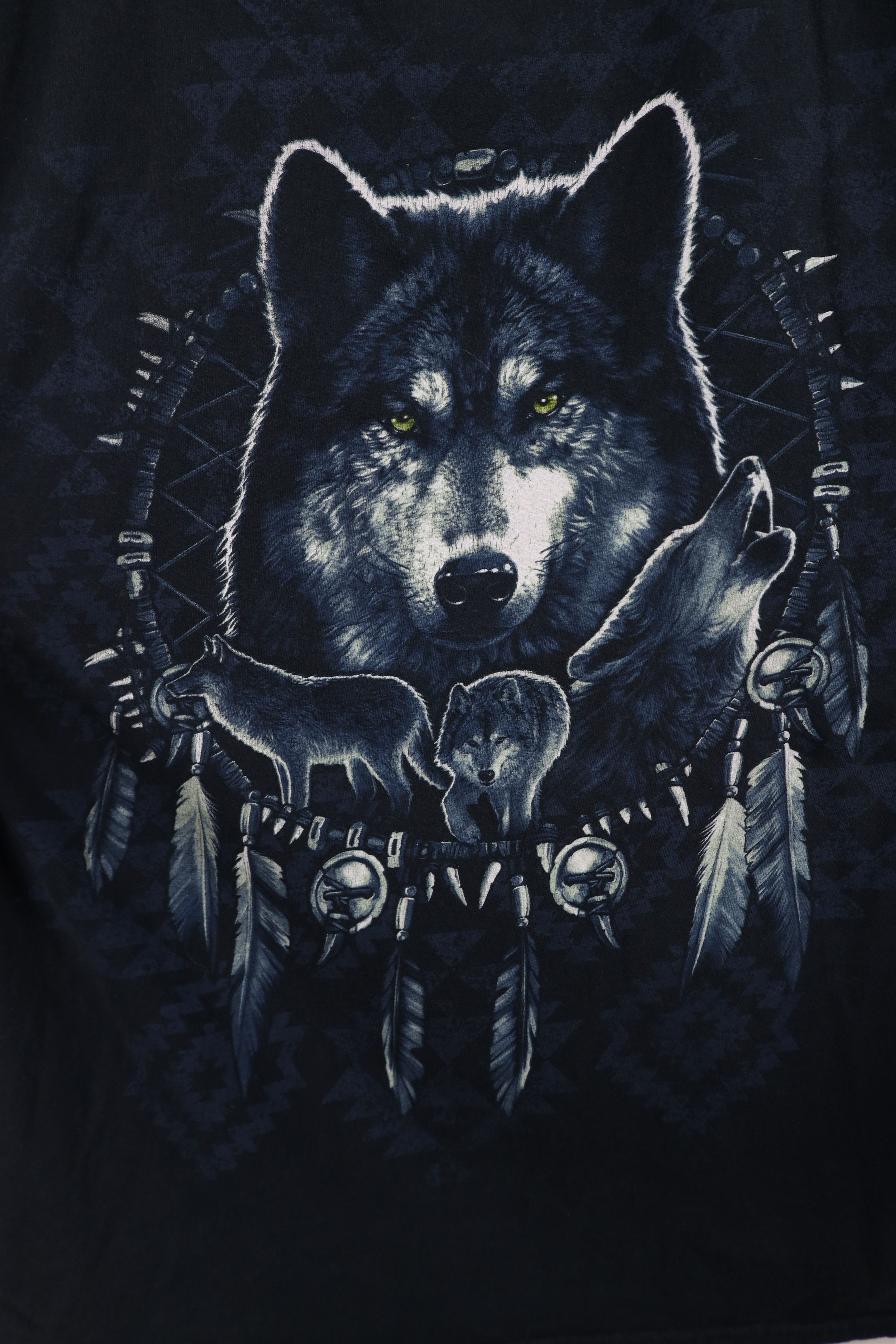Vintage Vintage 90s Y2K Streetwear Wolf Southwestern T-Shirt Black Size US XL / EU 56 / 4 - 8 Thumbnail