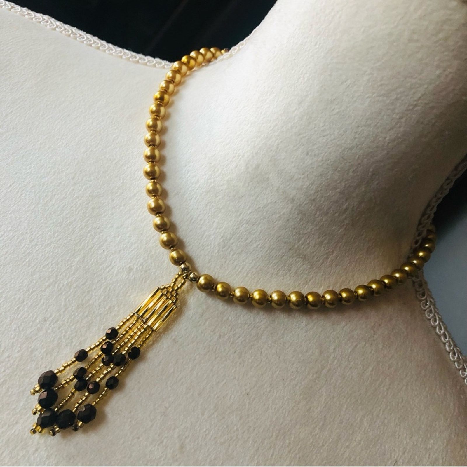 Handmade Handcrafted repurpose stone chandelier Pearl necklace Size ONE SIZE - 1 Thumbnail