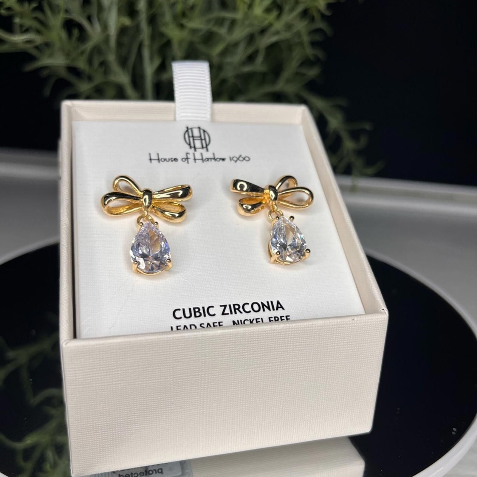 Designer House of Harlow 1960 Gold Bow Earrings Size ONE SIZE - 4 Thumbnail