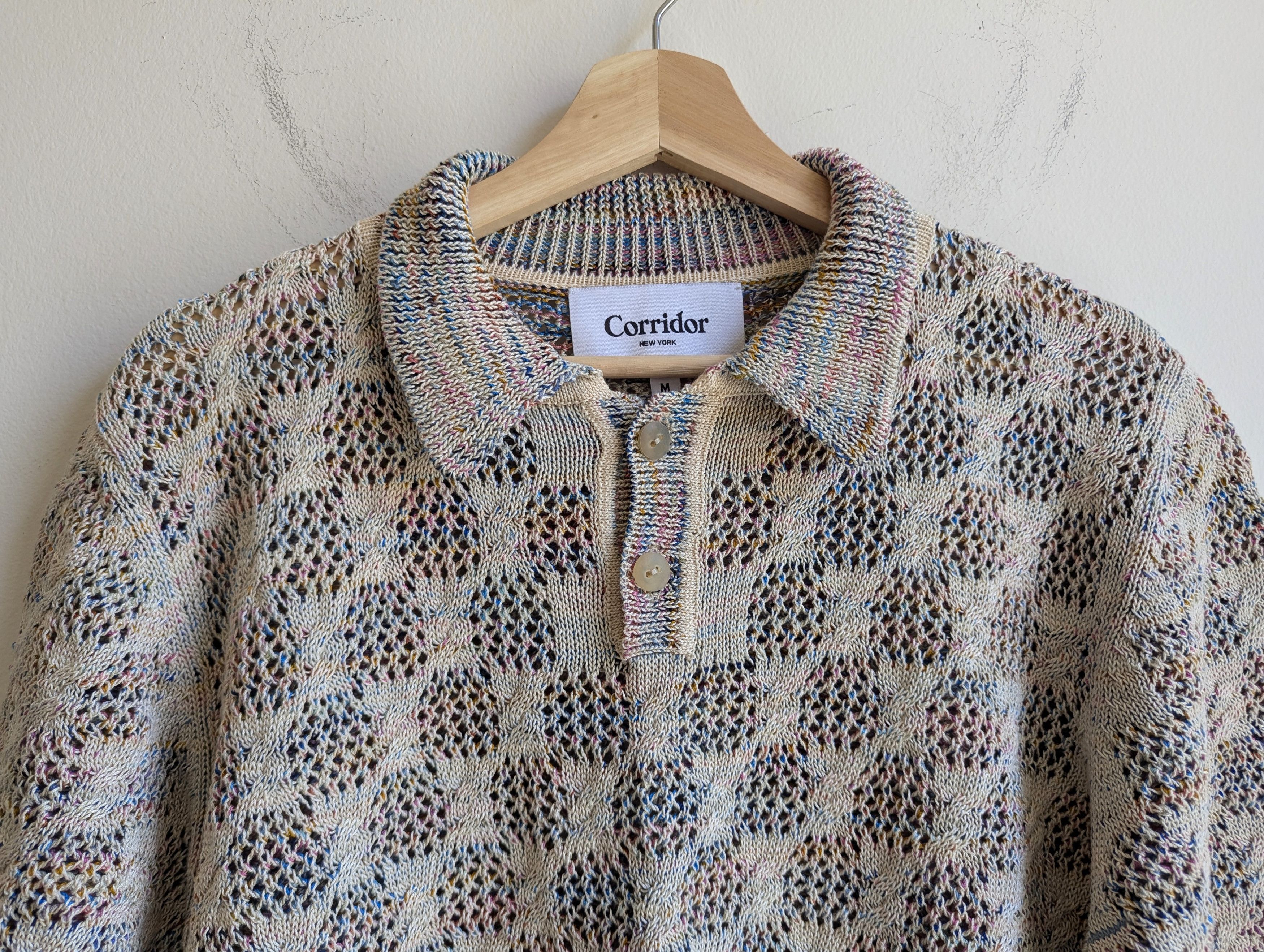 Corridor Rainbow Space-Dye Cable Knit Polo Size US M / EU 48-50 / 2 - 8 Thumbnail