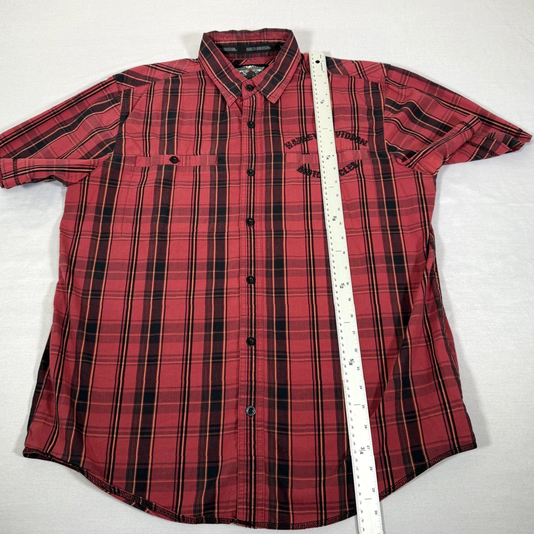 Harley Davidson Harley-Davidson Shirt Mens Large Red Plaid Button Up Motorcycle Biker Mechanic Size US L / EU 52-54 / 3 - 5 Thumbnail
