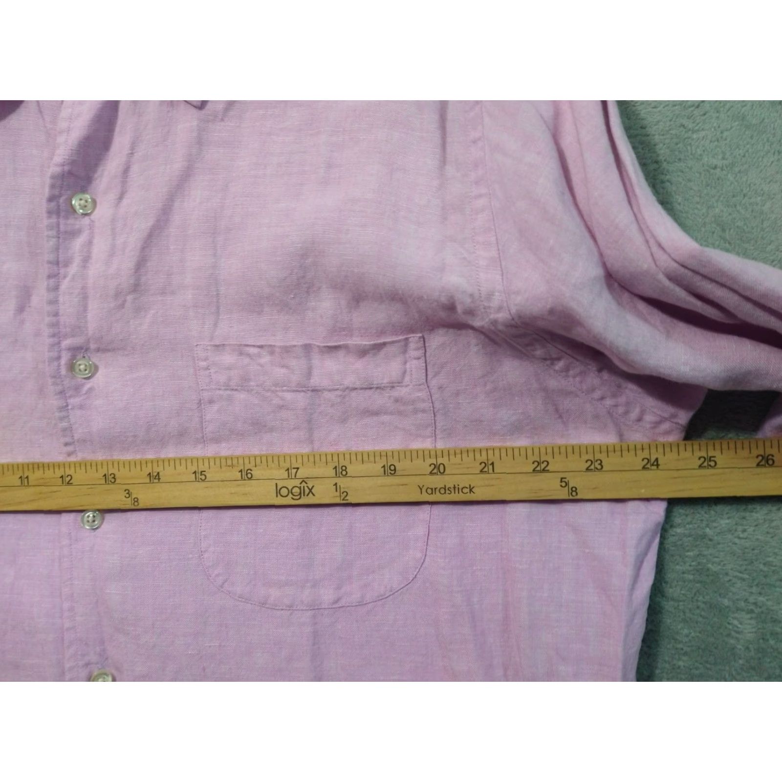 Lands' End Lands' End Shirt Mens Large Purple Linen Button-Up Short Sleeve Casual Beach Size US L / EU 52-54 / 3 - 4 Thumbnail