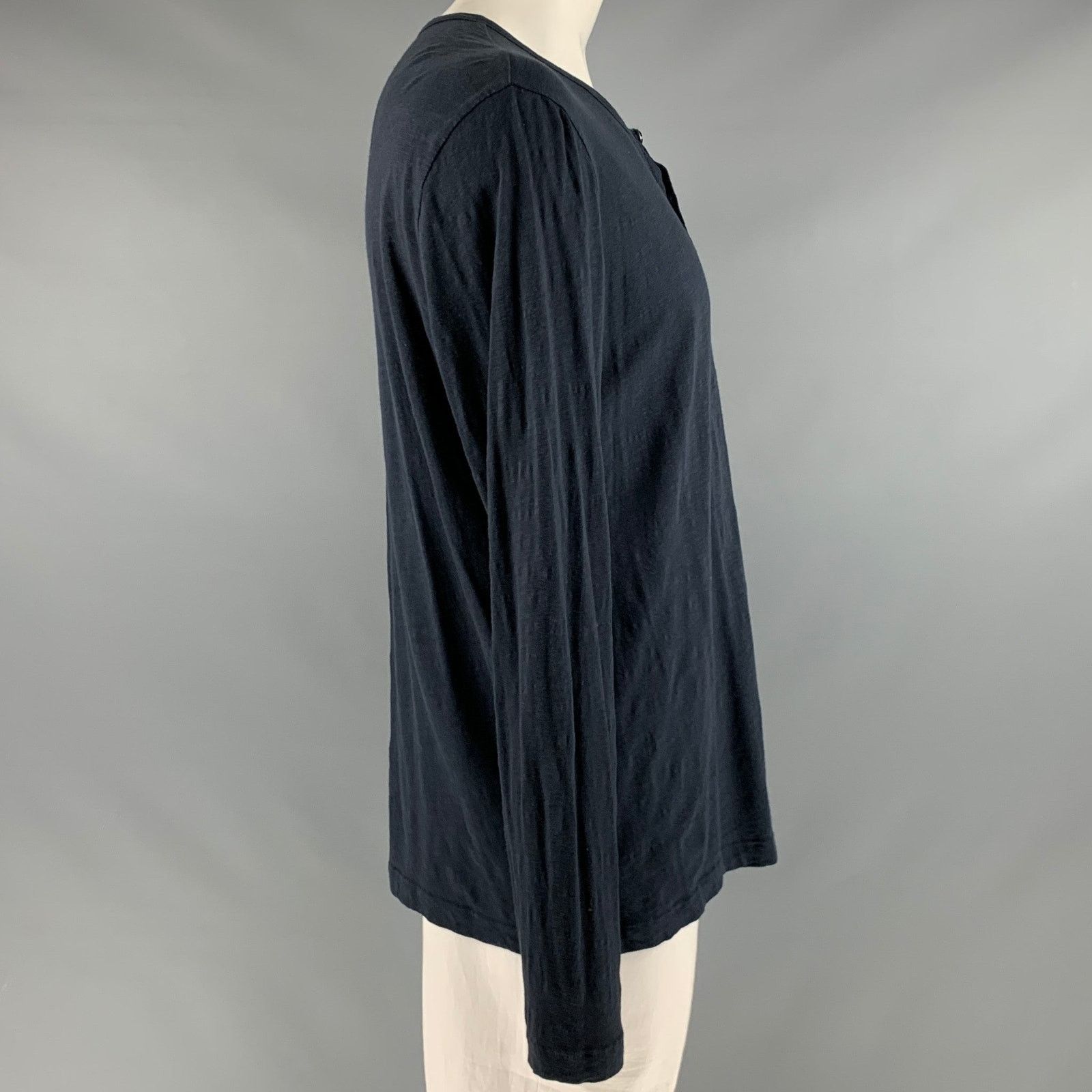 Theory THEORY Size XL Navy Cotton Henley Pullover Size US XL / EU 56 / 4 - 2 Thumbnail