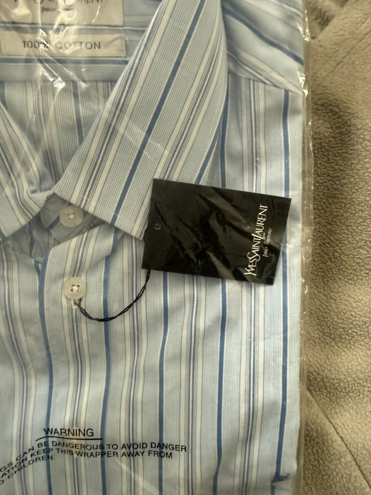 Yves Saint Laurent Blue YSL Shirt Cotton NWT Yves Saint Laurent dress shirt Size US XL / EU 56 / 4 - 3 Thumbnail