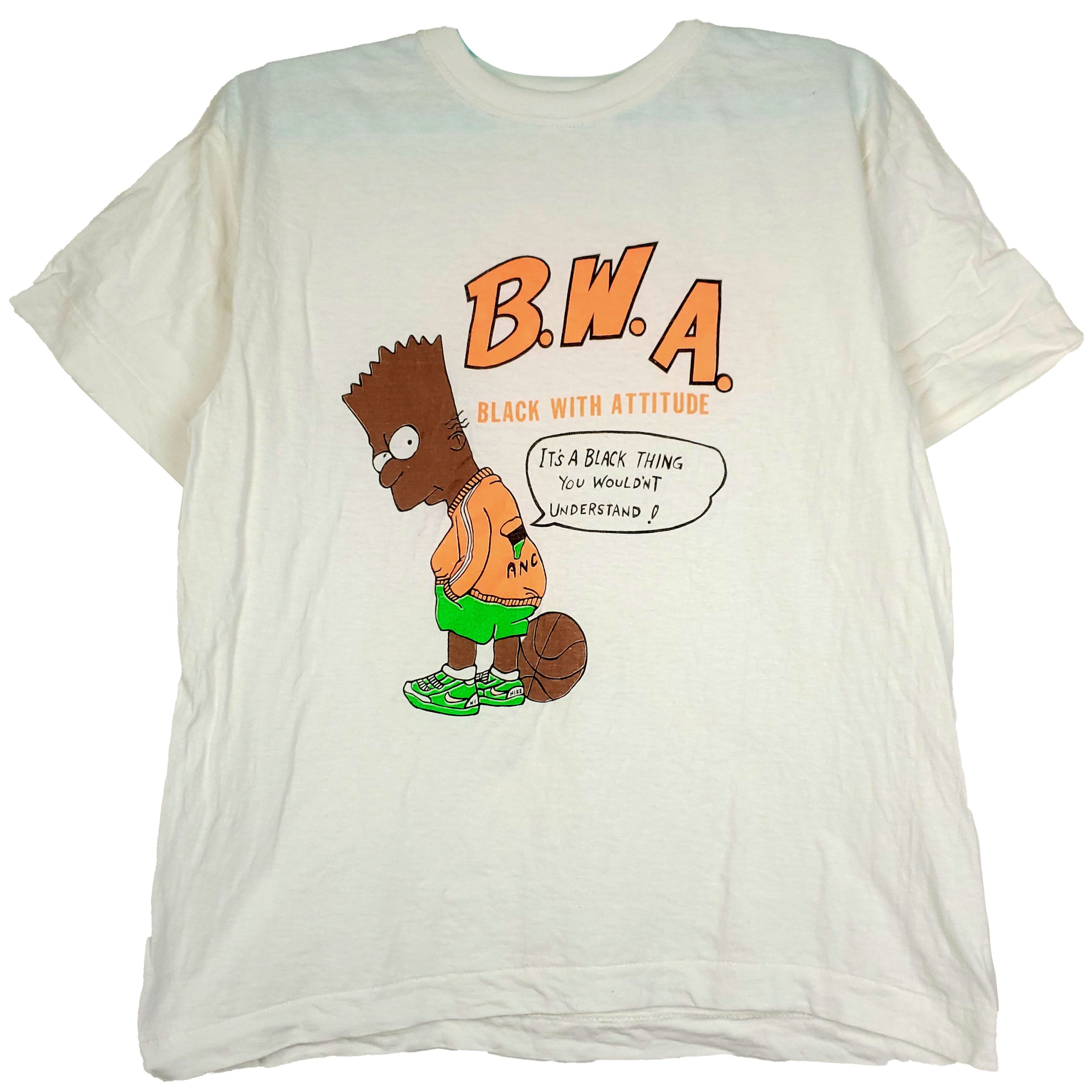 image of Bwa Black With Attitude X Bart Vintage Shirt White S Small, Men's