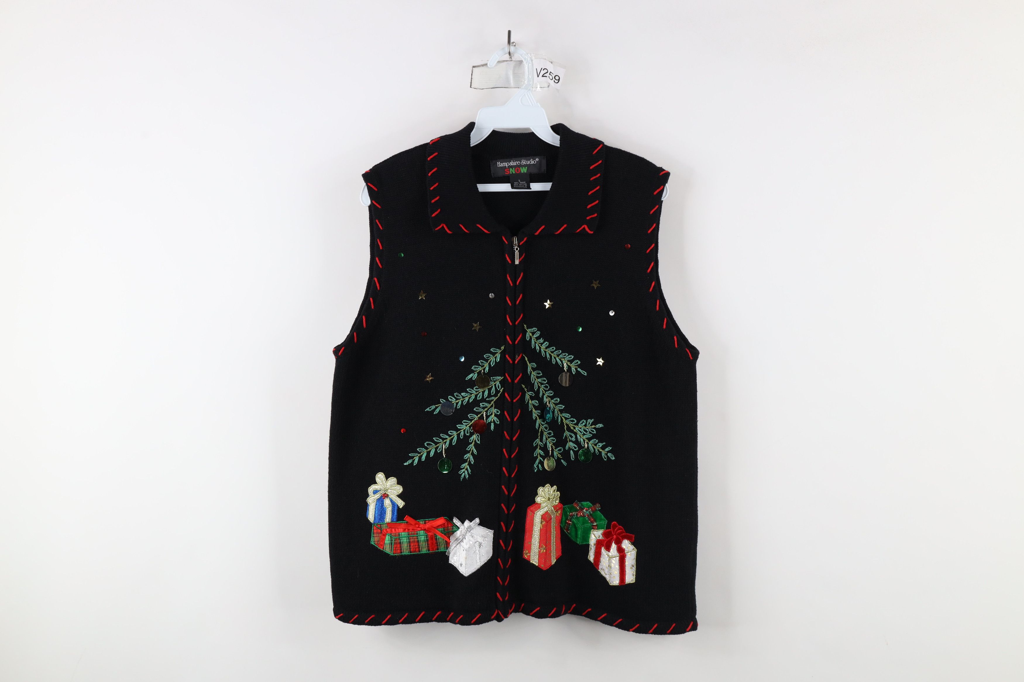 Vintage Vintage 90s Streetwear Christmas Knit Full Zip Sweater Vest Size L / US 10 / IT 46 - 1 Thumbnail