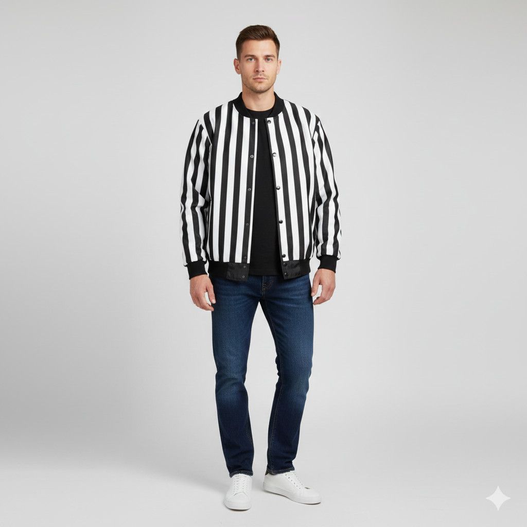 Other Honig's Men's M Jacket Vintage Referee Bomber Black White Size US M / EU 48-50 / 2 - 14 Thumbnail