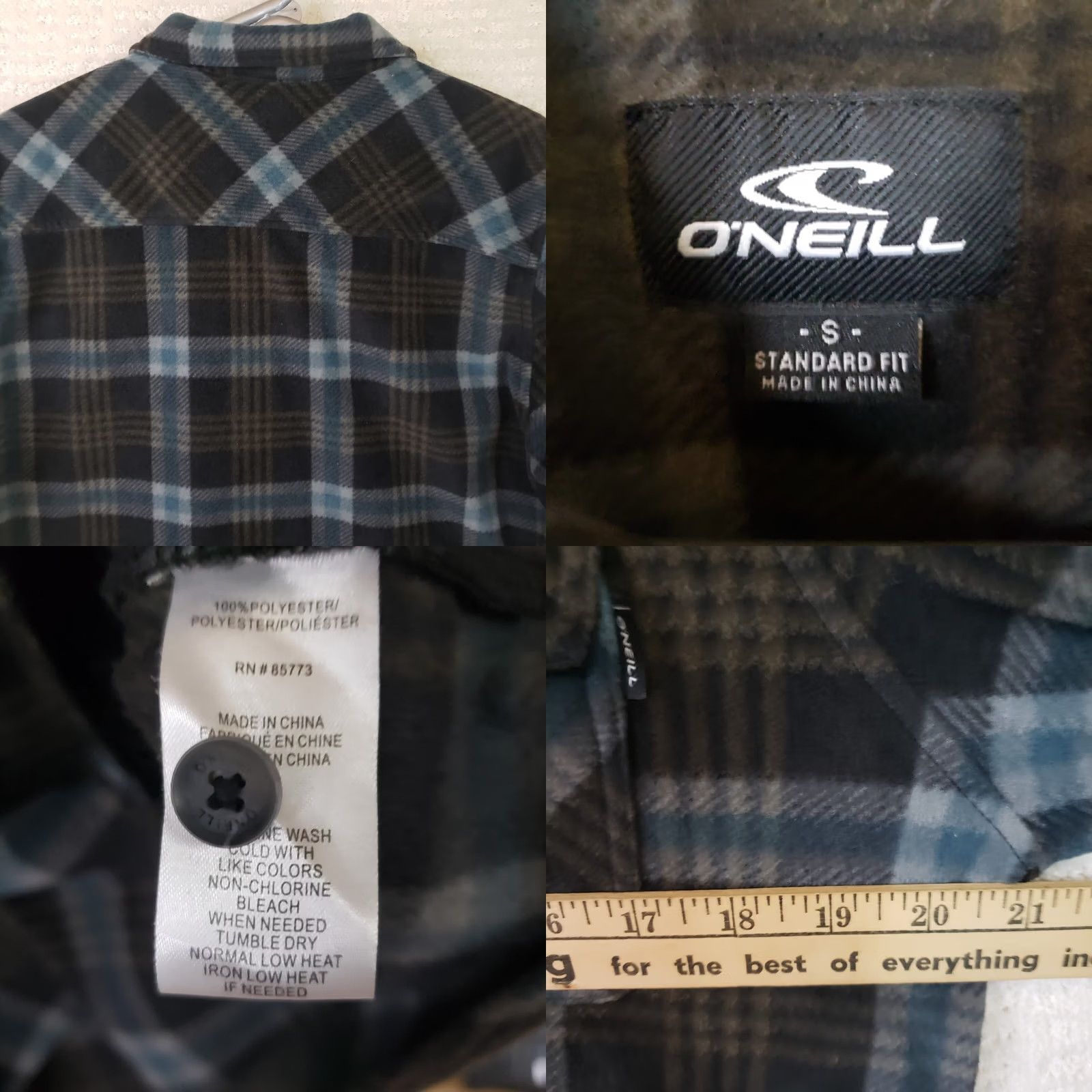 O'Neill O'Neill Shirt Mens S Blue Black Men Jacket Plaid Polyester Schaket Size US S / EU 44-46 / 1 - 8 Thumbnail