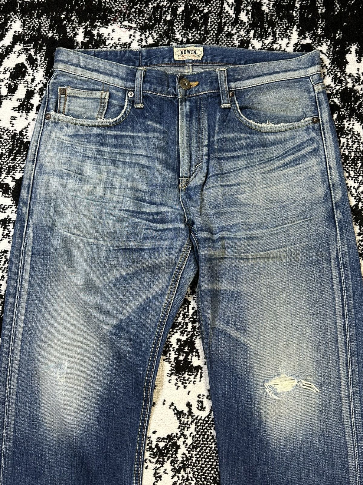 Sugar Cane 2000s Edwin Blue Trip Mud Wash Jeans Size US 33 - 3 Thumbnail