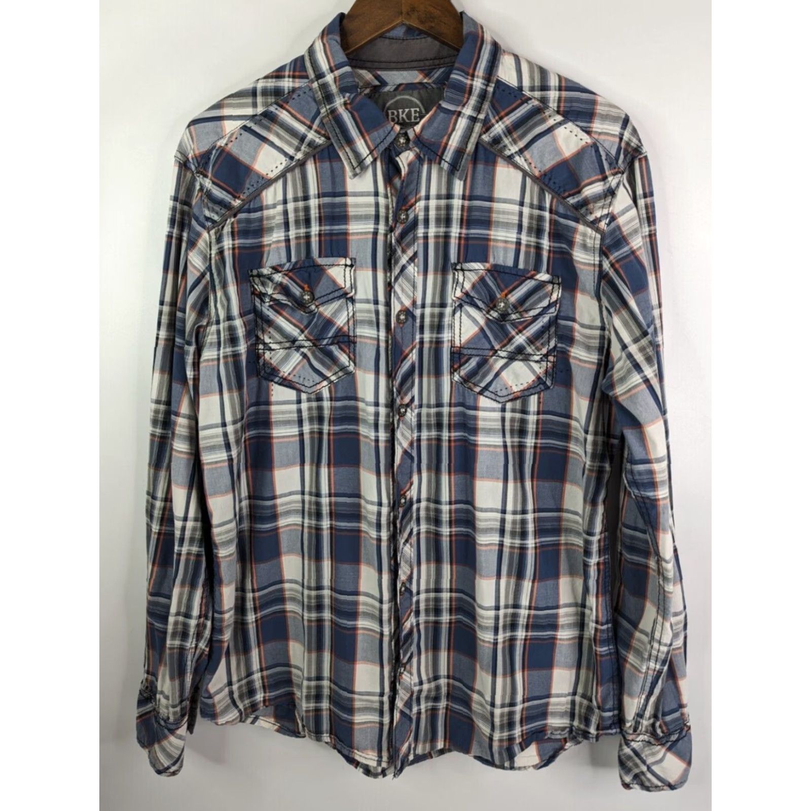 BKE BKE Shirt Mens Large Plaid Athletic Fit Long Sleeve Button-Up Collar Knit Cotton Multicolor Pattern Classic Western 90s Theme No Size US L / EU 52-54 / 3 - 2 Thumbnail