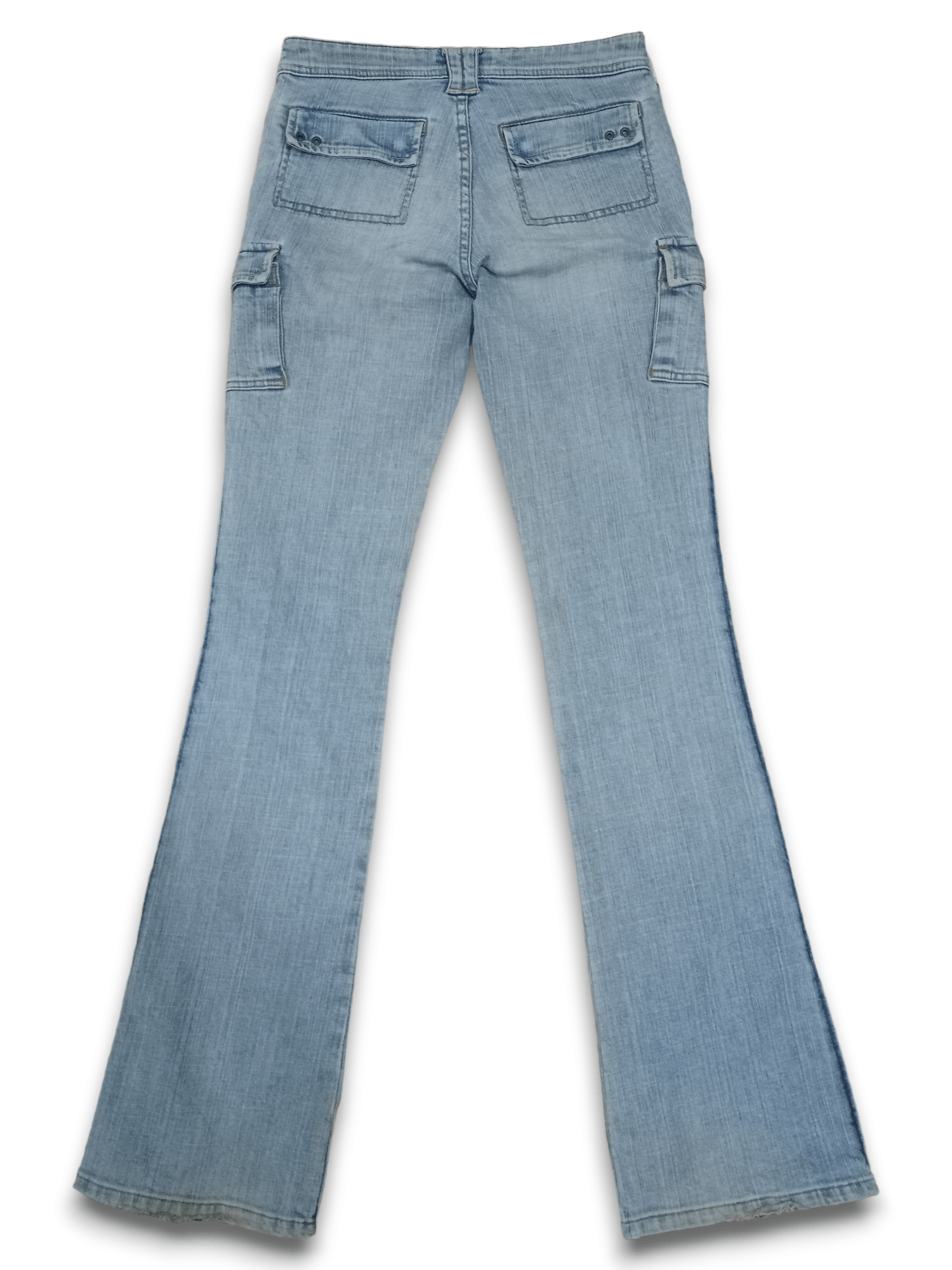 Japanese Brand Vintage Japanese Brand Blue Wash Cargo Flare Denim Jeans Size 27" / US 4 / IT 40 - 2 Thumbnail