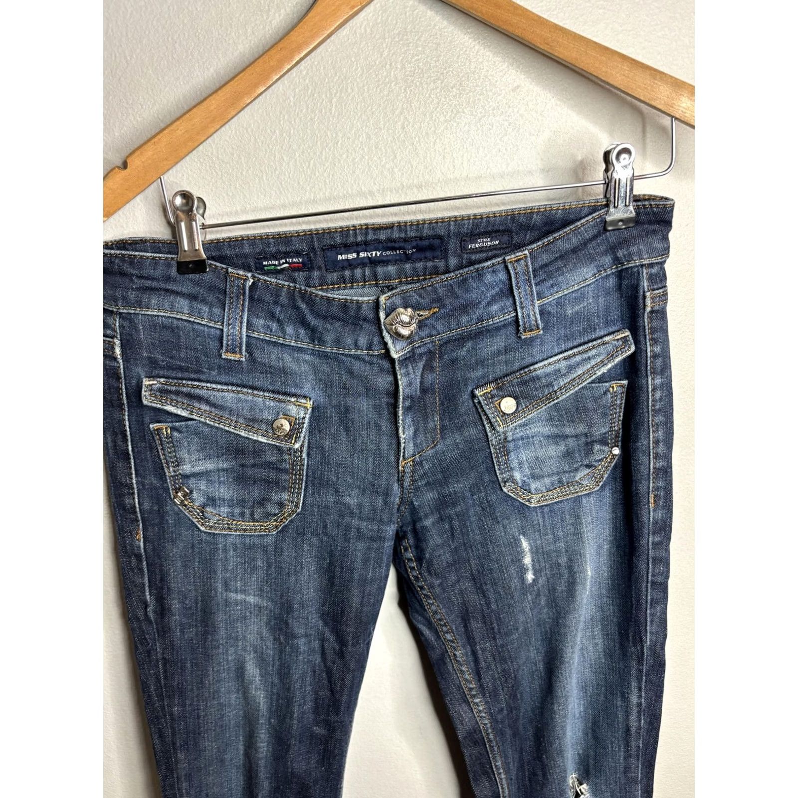 Miss Sixty Miss Sixty Jeans Womens 28 Blue Ferguson Distressed Button Fly Denim Jeans Size 27" / US 4 / IT 40 - 6 Thumbnail