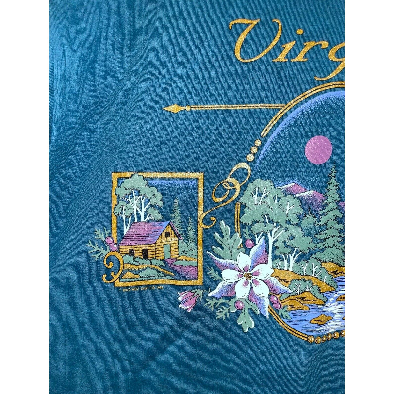 Jerzees Vintage Virginia Shirt Mountains Mountain Green Tee VTG 90s Size US L / EU 52-54 / 3 - 3 Thumbnail