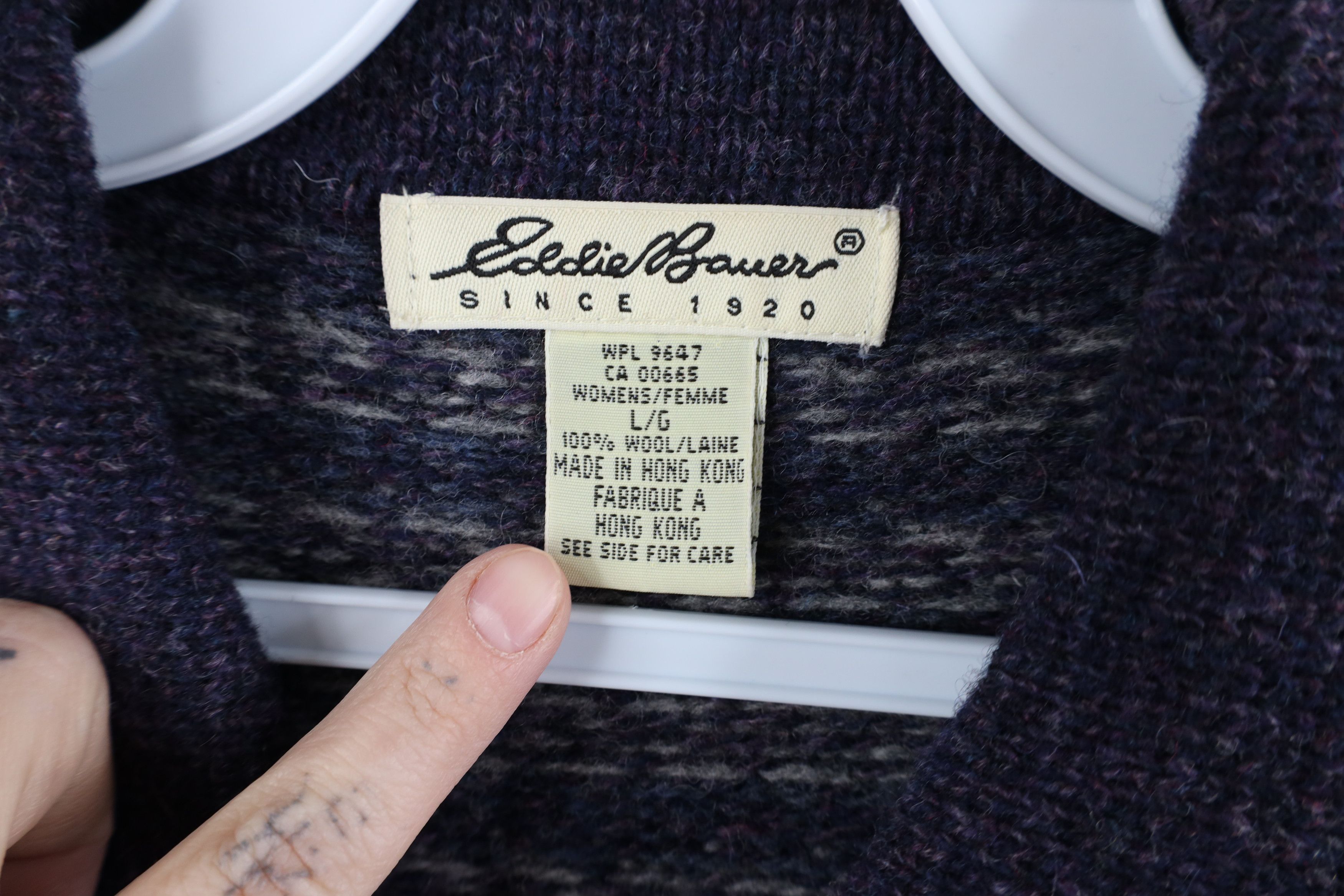 Eddie Bauer × Vintage Vintage 90s Eddie Bauer Houndstooth Collared Sweater Size L / US 10 / IT 46 - 7 Thumbnail