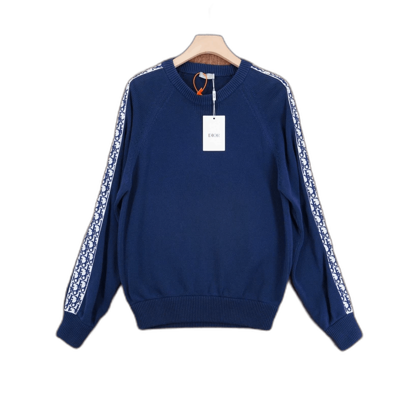 Dior Dior Navy Knit Sweater with Logo Details Size L / US 10 / IT 46 - 1 Thumbnail