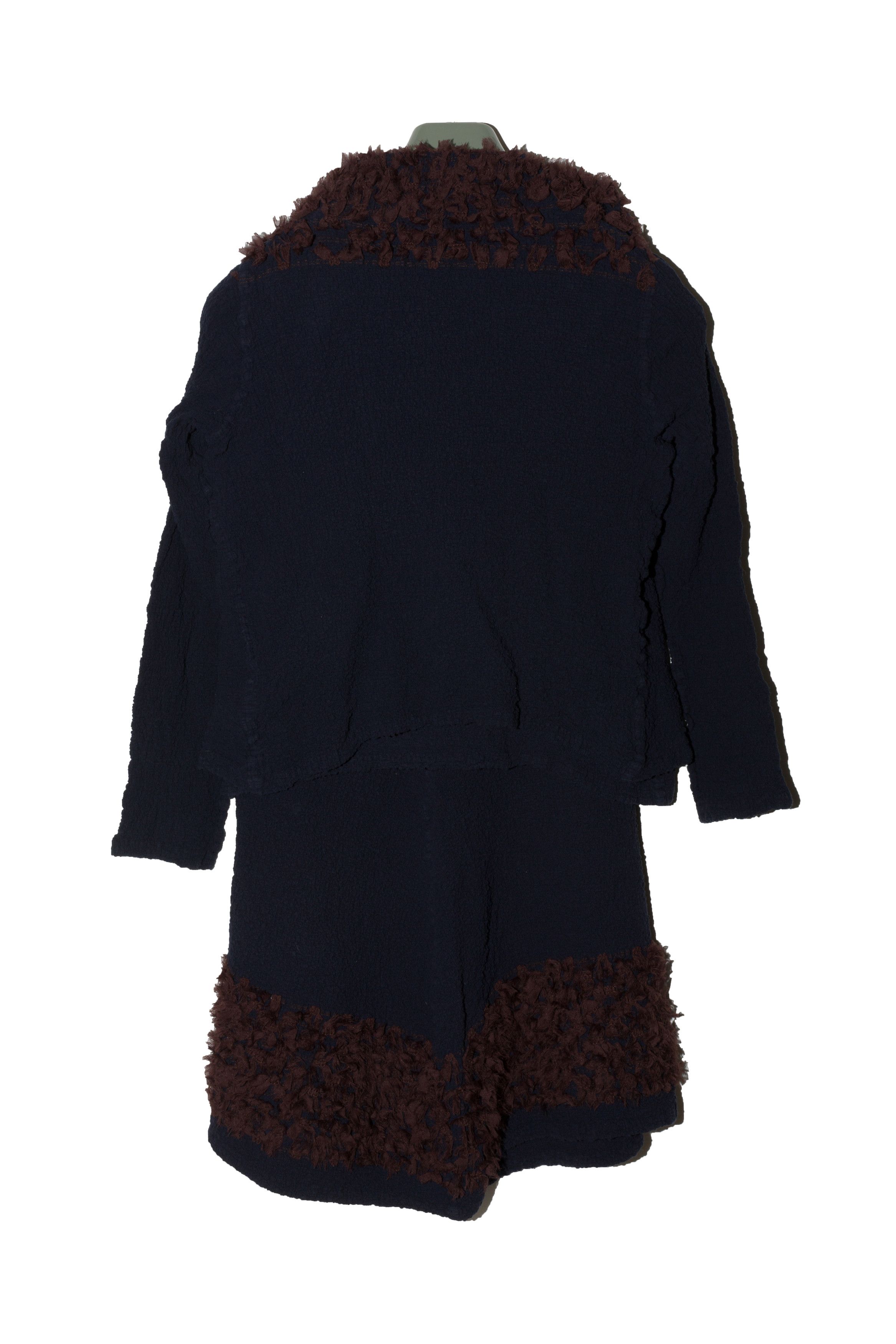 Issey Miyake 3-Piece Pleated Shaggy Trim Skirt, Vest + Jacket Set Size 28" / US 6 / IT 42 - 2 Thumbnail