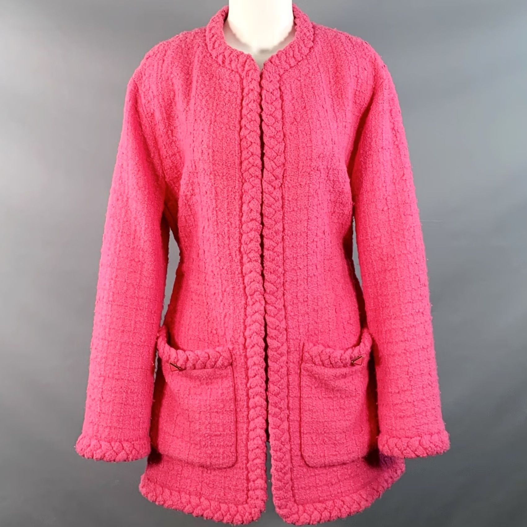 Valentino VALENTINO 2021 Oversized Jacket Pink Wool Silk Tweed Size S Women Size S / US 4 / IT 40 - 2 Thumbnail
