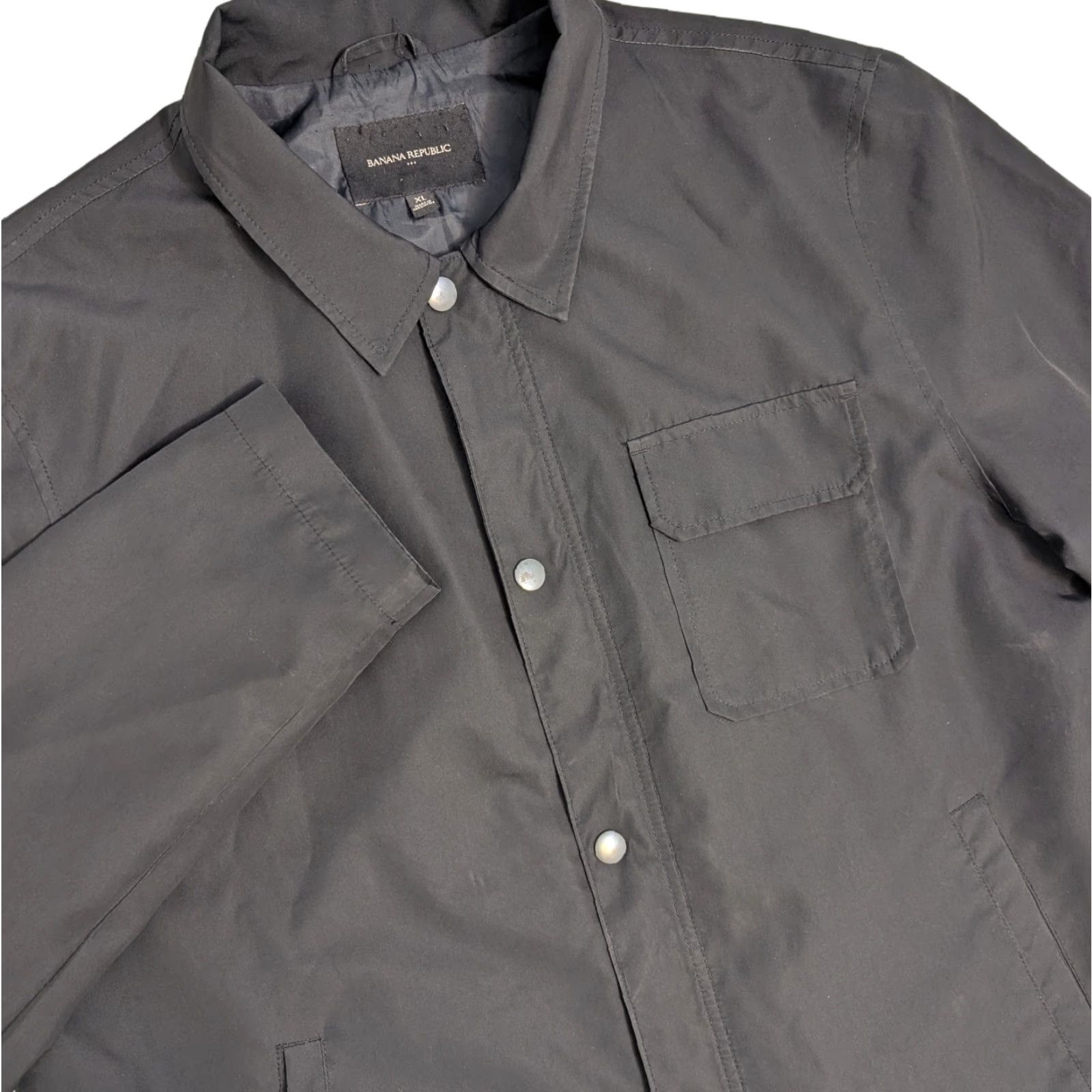 Banana Republic VINTAGE Banana Republic Jacket Shacket Mens XL Snap Zip Up Field Black Coat Pockets Size US XL / EU 56 / 4 - 1 Thumbnail