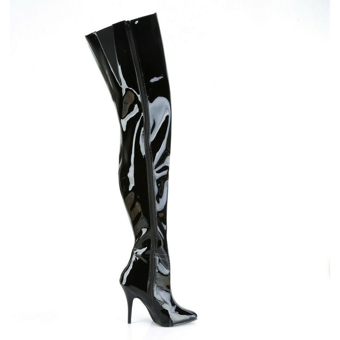 Other Seduce 4010 Black Patent Thigh High Crotch Boot Chaps Stilet Size US 8 / IT 38 - 4 Thumbnail