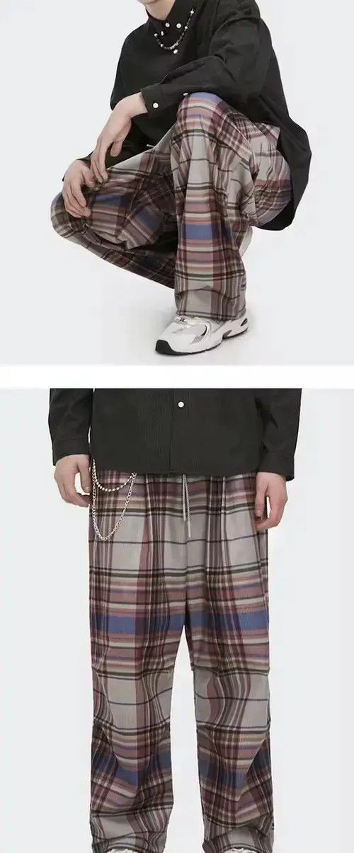 VIBE 20AW Indigo Union Japan Red Oversized Checked Pants Size US 30 / EU 46 - 3 Thumbnail