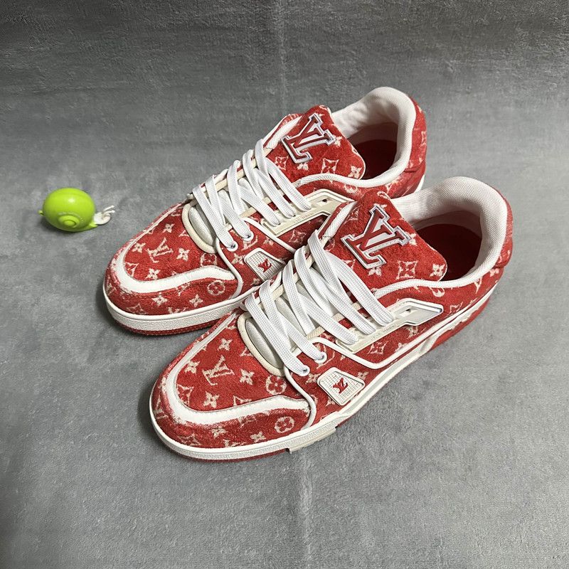 Louis Vuitton Louis Vuitton Red and White Trainer Sneakers 0079 Size US 9 / IT 39 - 1 Thumbnail