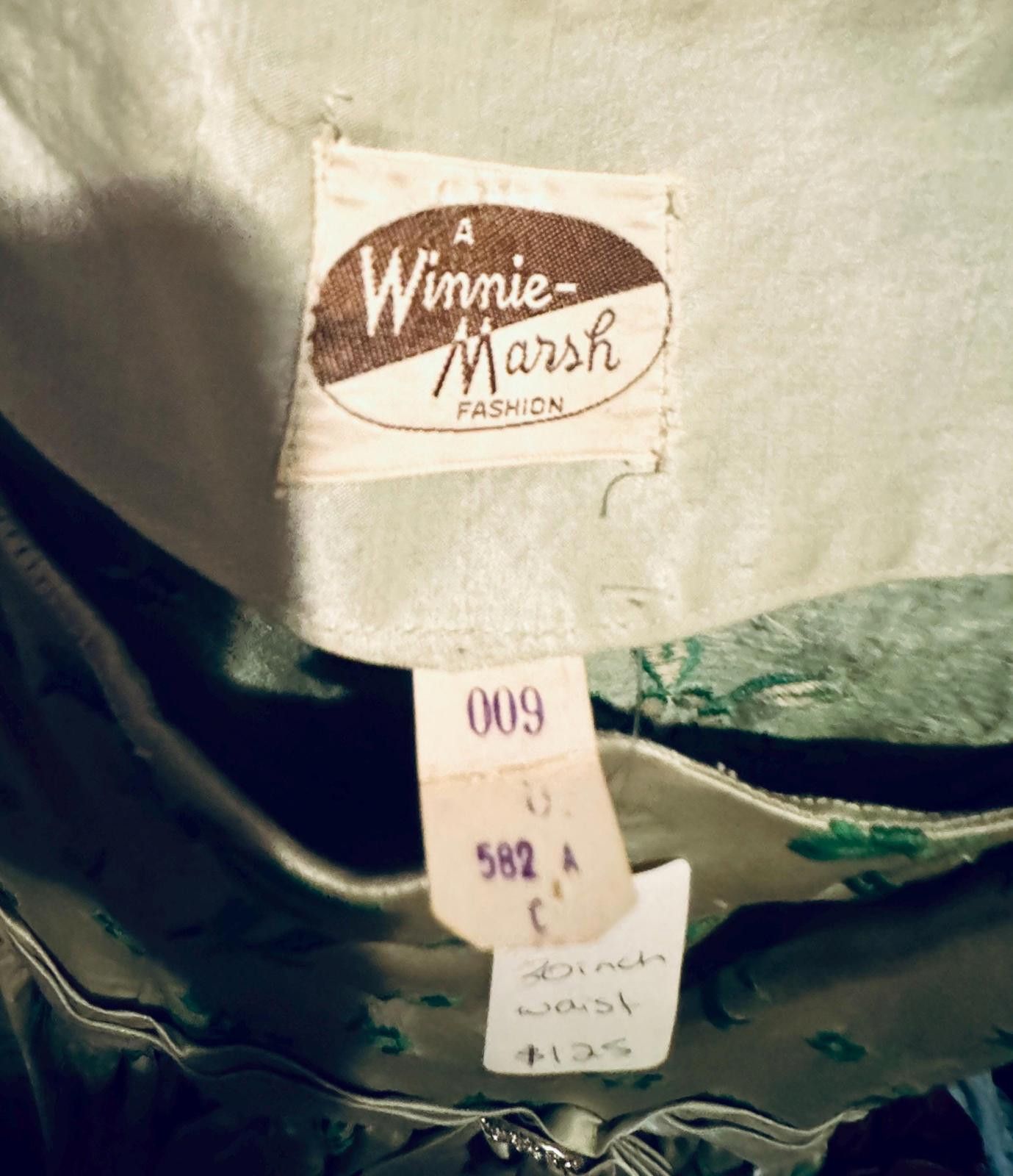 Designer Vintage 1950s Winnie-Marsh Embroidered Silk Shantung Dress Size S / US 4 / IT 40 - 3 Thumbnail