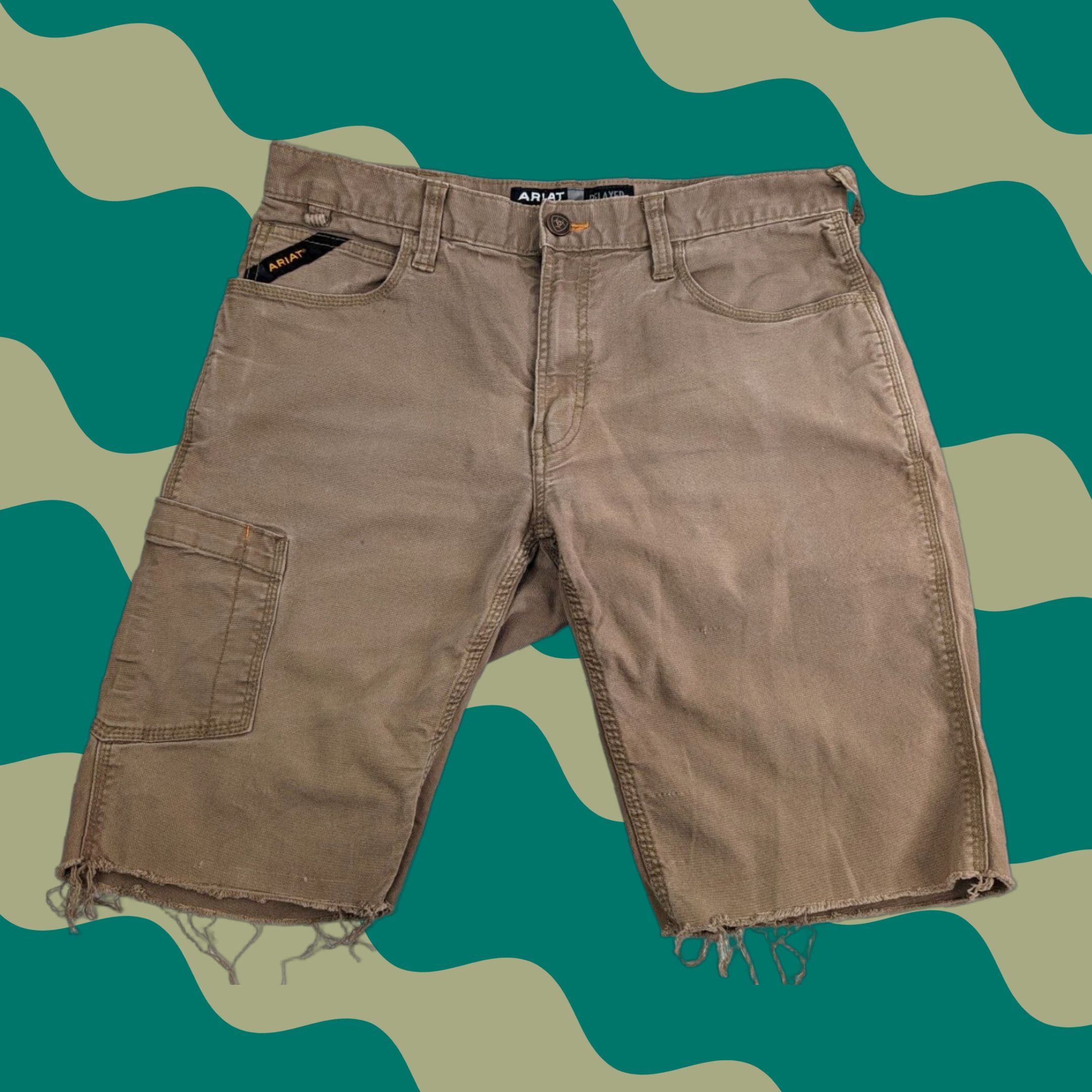 Ariat Ariat Mens Cargo Shorts 34 Brown Rebar M4 Relaxed Straight Pocket Work Raw Hem Size US 34 / EU 50 - 1 Thumbnail