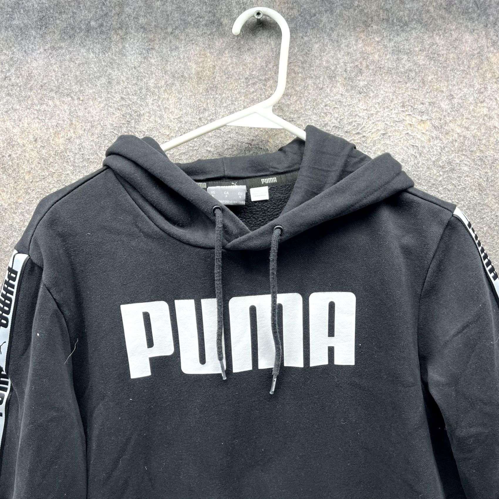Puma Puma Hoodie Mens Small Black Logo Tape Sleeve Pullover Athletic Sweatshirt Size US S / EU 44-46 / 1 - 3 Thumbnail