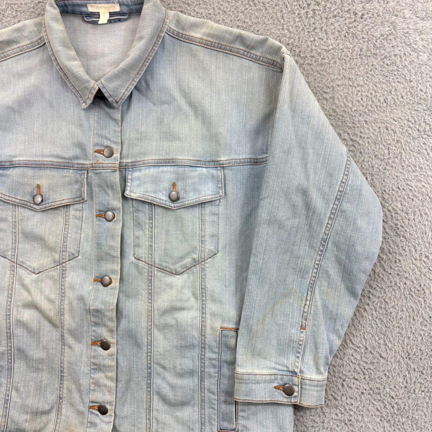 Eileen Fisher Eileen Fisher Denim Jacket Women M Light Blue Button Up Trucker Y2K Outdoor Casual Modern Basic Jacket Mens Womens Girls Size M / US 6-8 / IT 42-44 - 5 Thumbnail