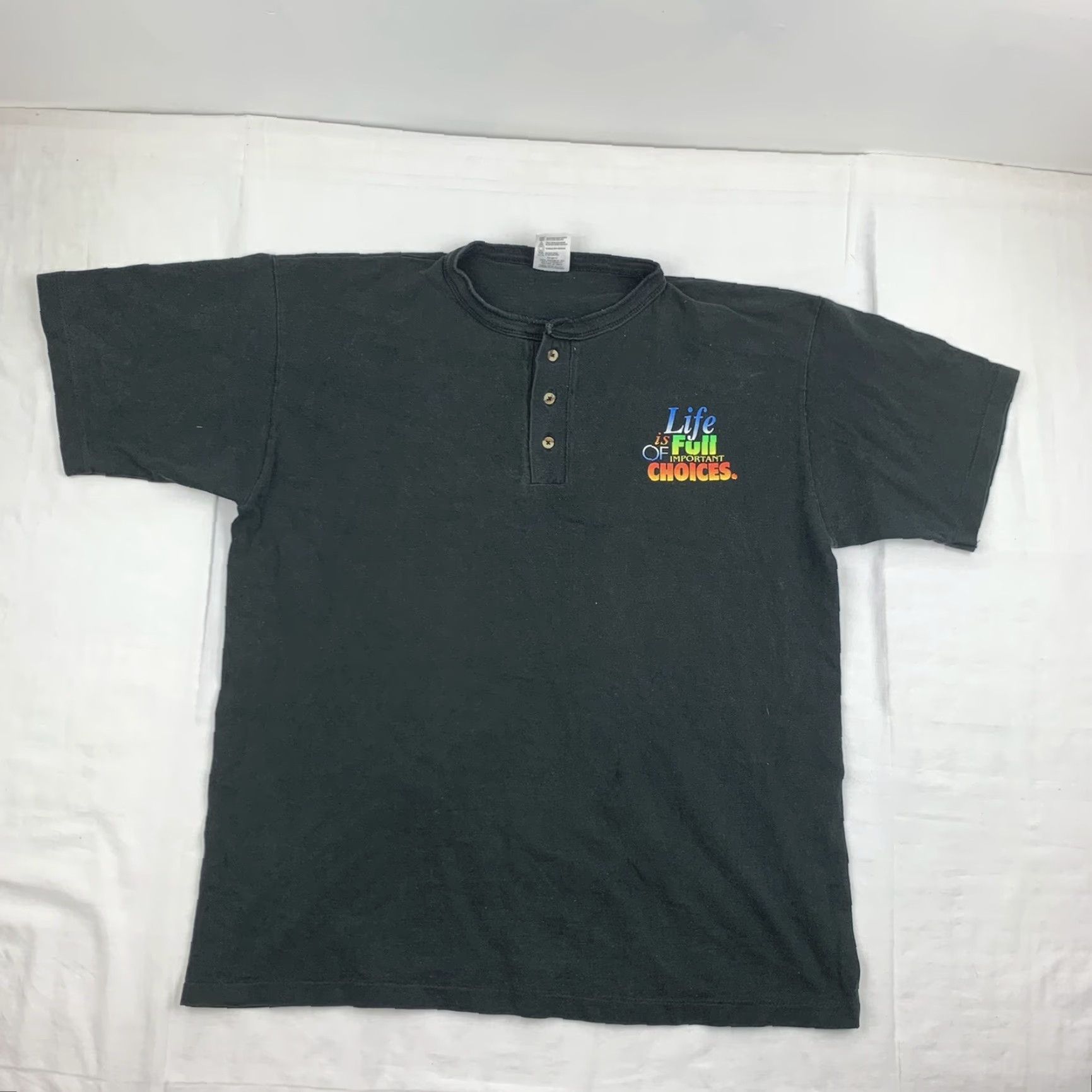Vintage Vintage Guitar T Shirt Adult Large Black Life is Full of Choices Henley Neck 90s Size US L / EU 52-54 / 3 - 4 Thumbnail