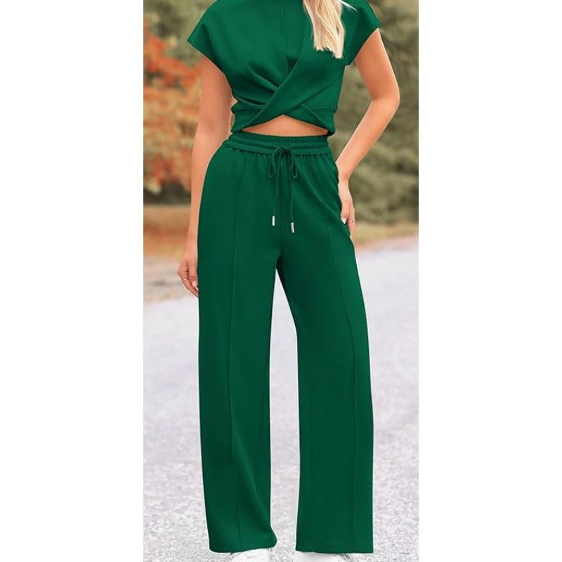 The Unbranded Brand Women's 2Piece Outfits Tracksuit Twist Crop Wide SIZE LARGE Size 24" / US 00 / IT 34 - 5 Thumbnail