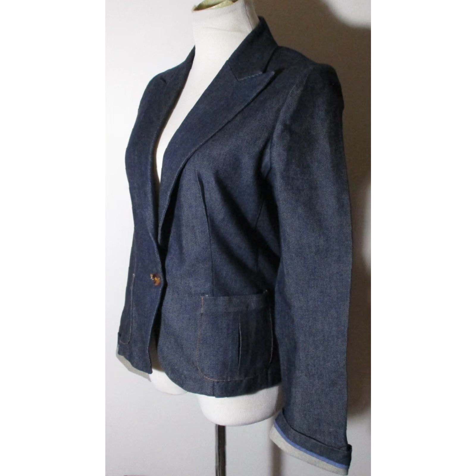 Denime LISA KLEIN Blue Button Denim Jacket Women's Size 8 Size M / US 6-8 / IT 42-44 - 3 Thumbnail