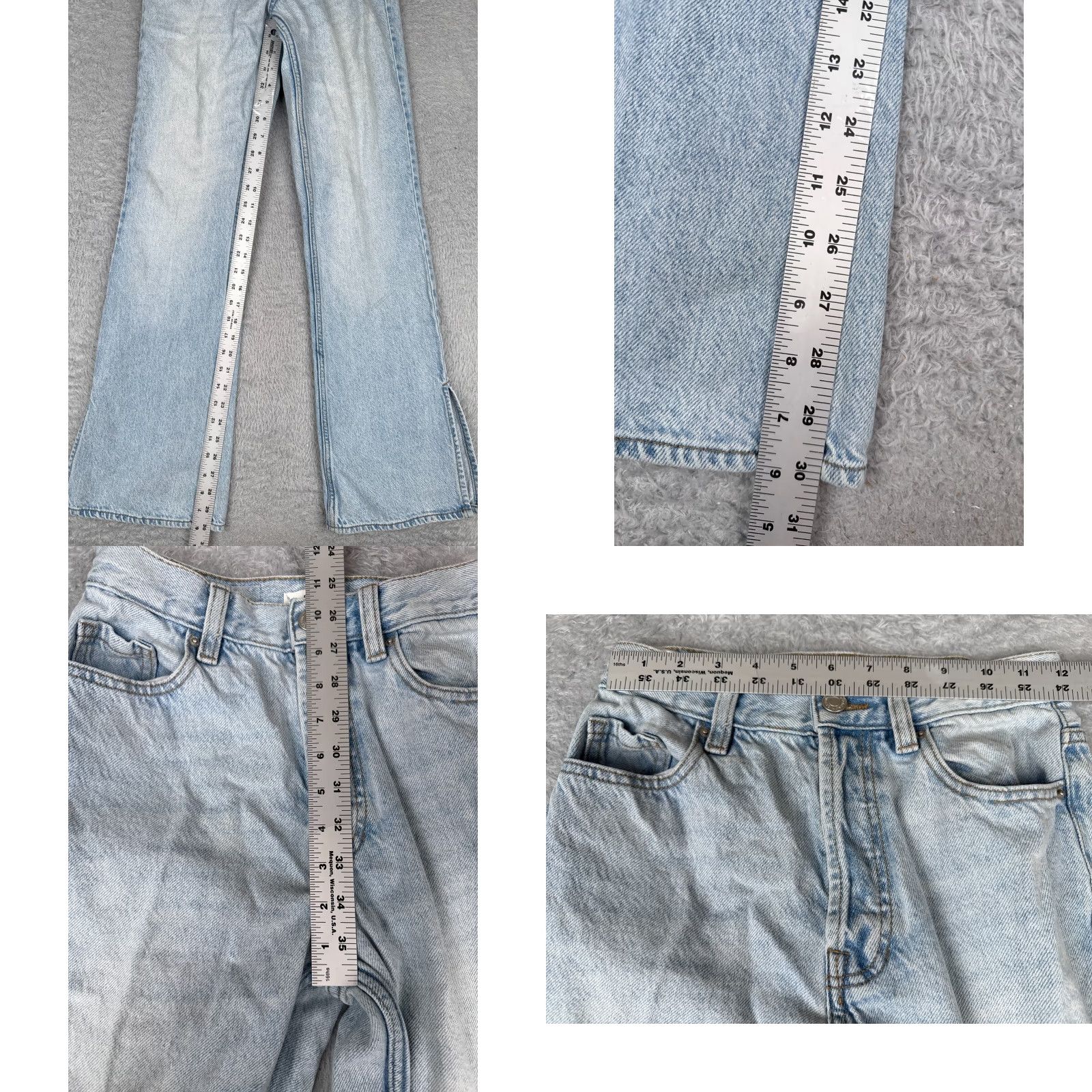 Pacsun Pacsun Women's Flared Jeans 24 Blue Light Denim High Rise Slit 90s Style Size 42" / US 20 - 8 Thumbnail