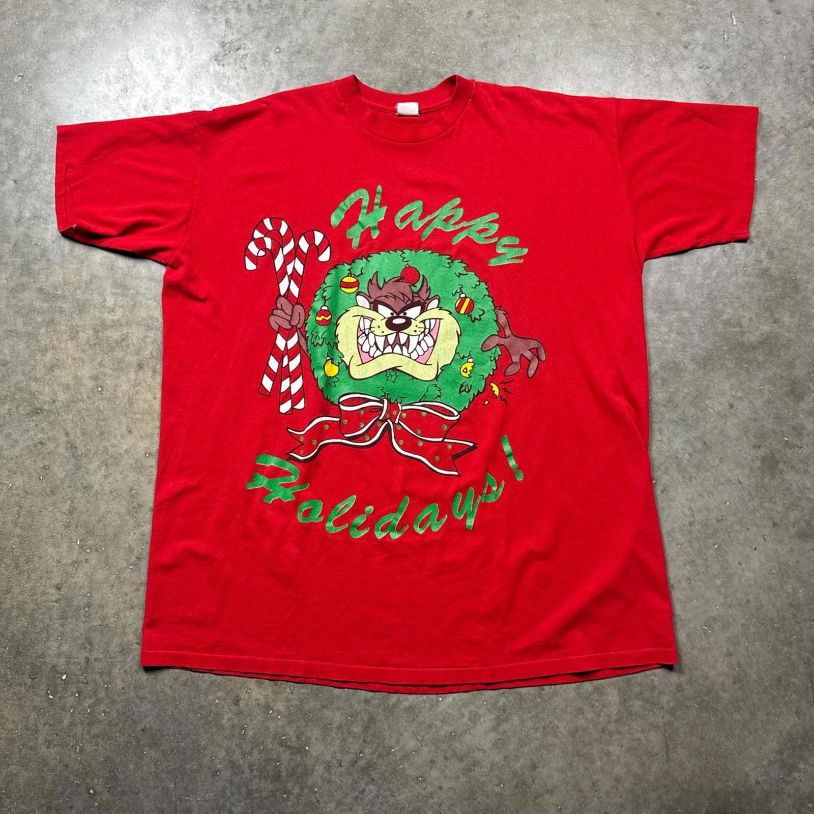 Other Looney Tunes Single Stitch 90’s Taz Wreath Christmas T-Shirt Size US M / EU 48-50 / 2 - 1 Thumbnail
