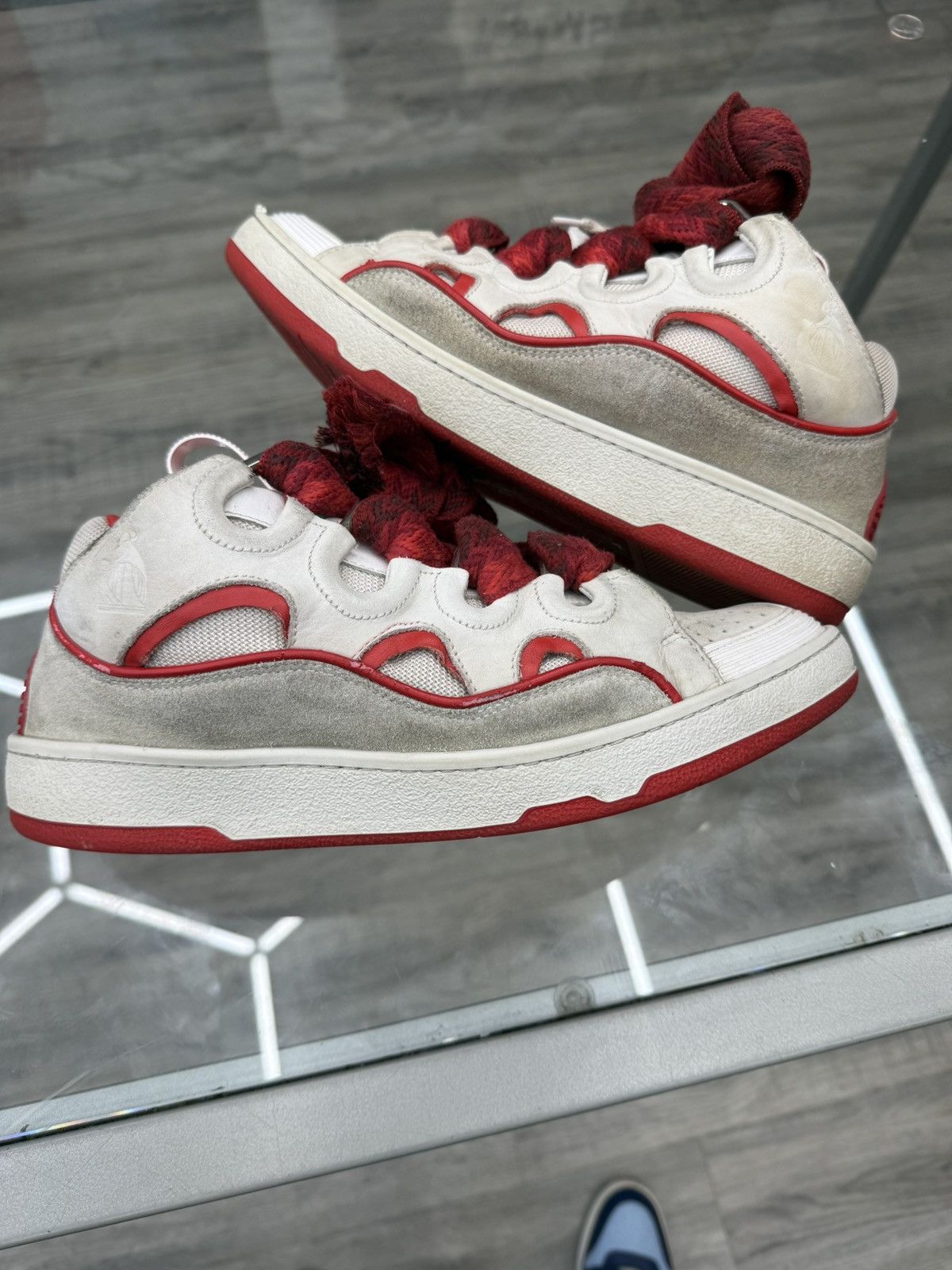 Lanvin Lanvin Curb Sneakers - White / Red Size US 10 / EU 43 - 3 Thumbnail