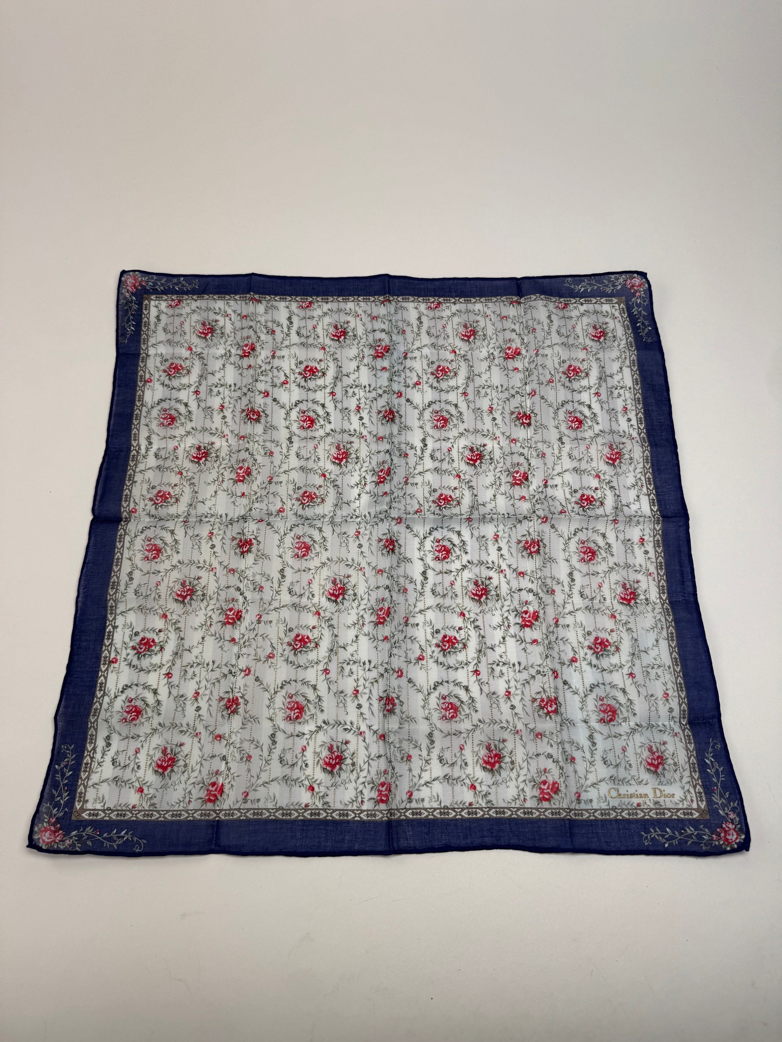Dior Vintage Floral Scarf Blue Size ONE SIZE - 1 Thumbnail