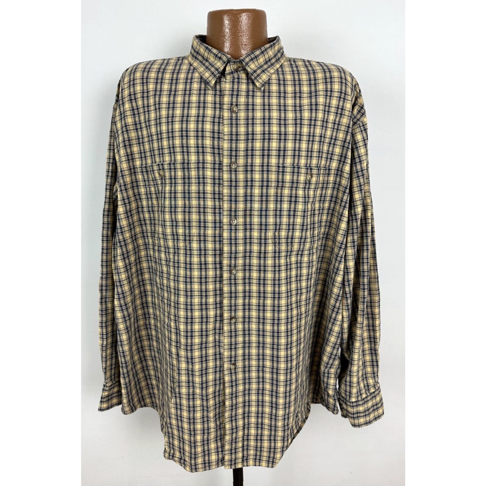Vintage VINTAGE Denim Ridge Shirt Denim Ridge Button-Up Shirt Men XL Oversized Beige Check 90s Casual Hipster Size US XL / EU 56 / 4 - 3 Thumbnail