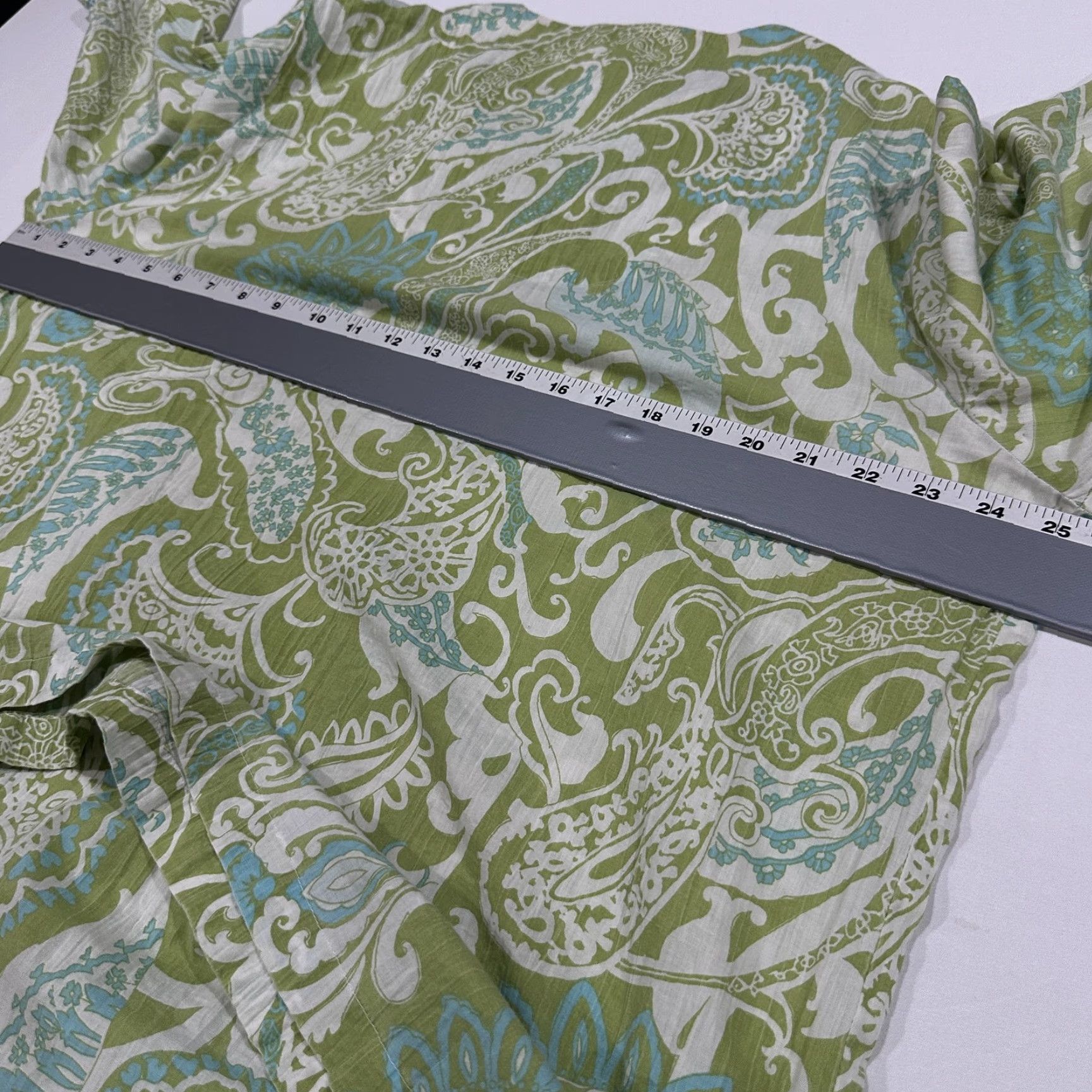 Charter Club Charter Club Dress Womens L Green Paisley Maxi V-Neck Embroidered Cotton FLAW Size L / US 10 / IT 46 - 8 Thumbnail