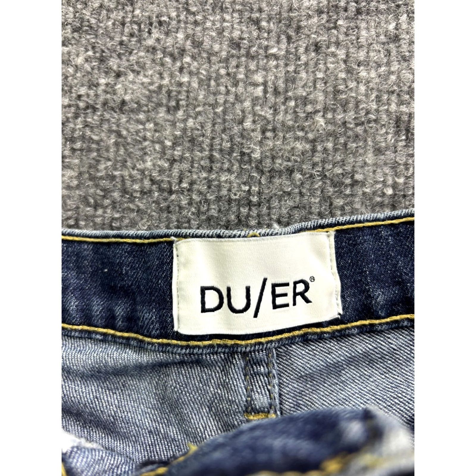 Vintage DU/ER Denim Shorts Womens 27 Blue High Rise Button Fly Cut-Off Raw Hem Stretch 5-Pocket Summer Casual Boys Girls Mens Womens Size 27" / US 4 / IT 40 - 2 Thumbnail