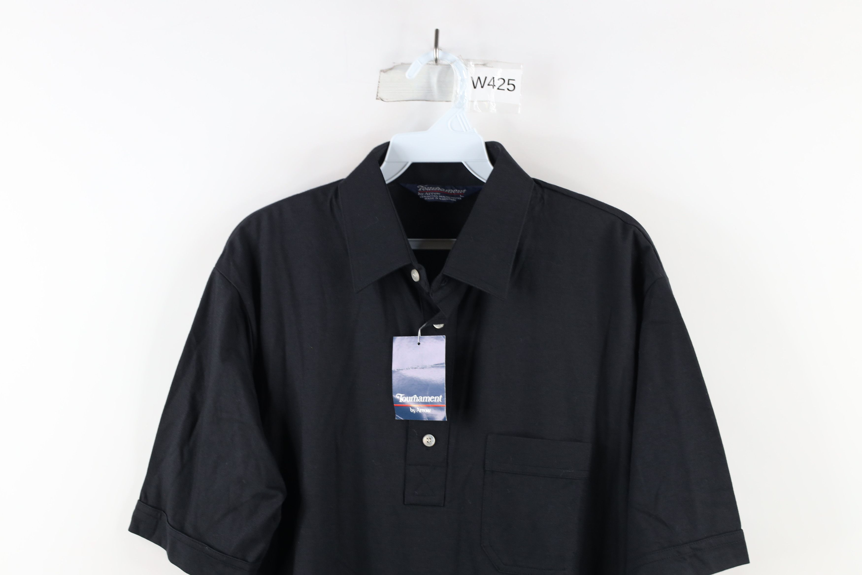 Vintage Deadstock Vintage 70s Streetwear Collared Polo Shirt Black Size US L / EU 52-54 / 3 - 2 Thumbnail