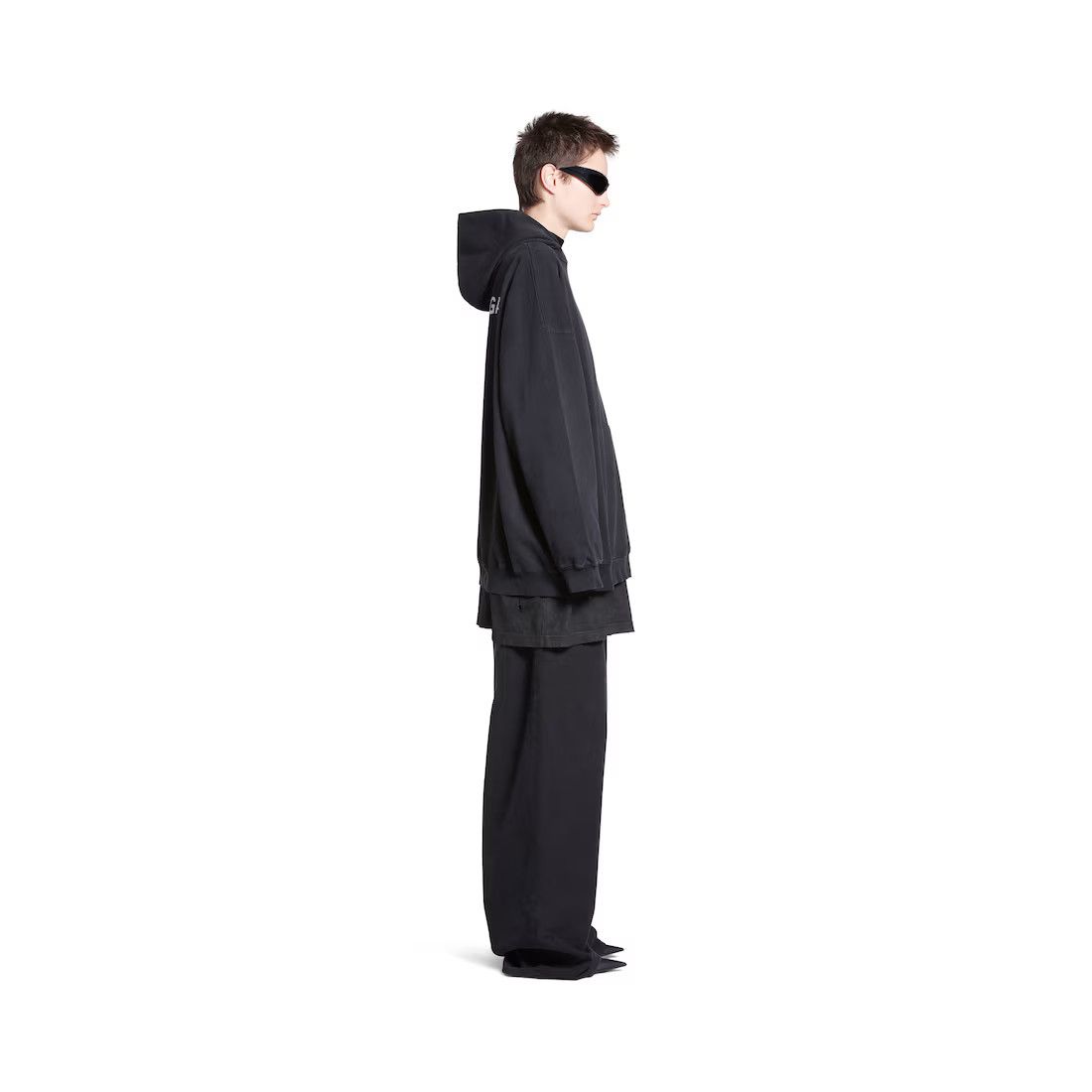 Balenciaga o1mt1gz0225 Back Hoodie Large Fit in Black Size S / US 4 / IT 40 - 5 Thumbnail