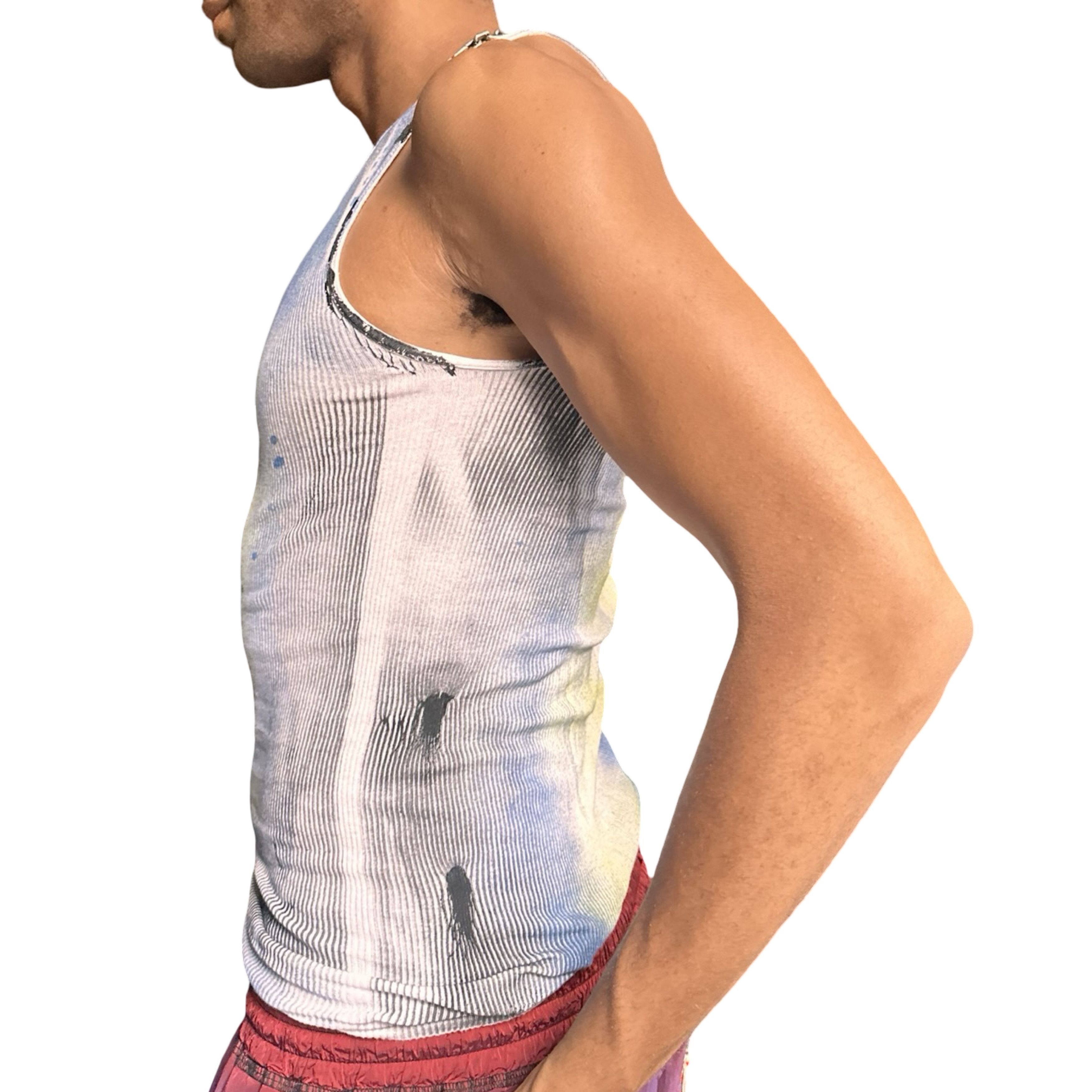 Hanes 'Atmos' White Blue/Yellow Graphic Print Tank Top - Large Size US L / EU 52-54 / 3 - 3 Thumbnail