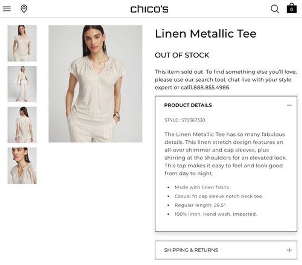 Chicos NWT Chico's Flutter Sleeve T-Shirt Top Women 4/US2XL Shimmer Size XXL / US 16-18 / IT 52-54 - 7 Thumbnail