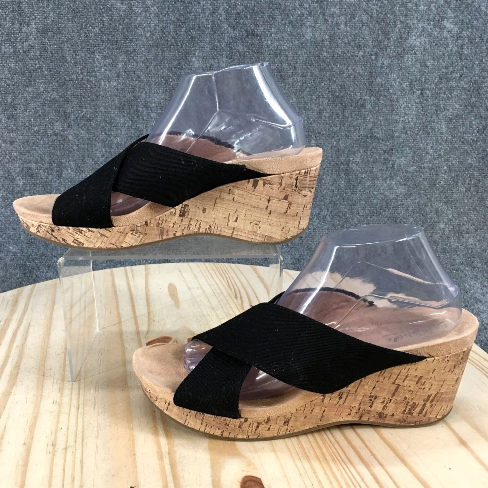 Vintage LifeStride Westcott Black Cork Wedge Slide Sandals Womens 9.5W Criss Cross Size US 10 / IT 40 - 2 Thumbnail