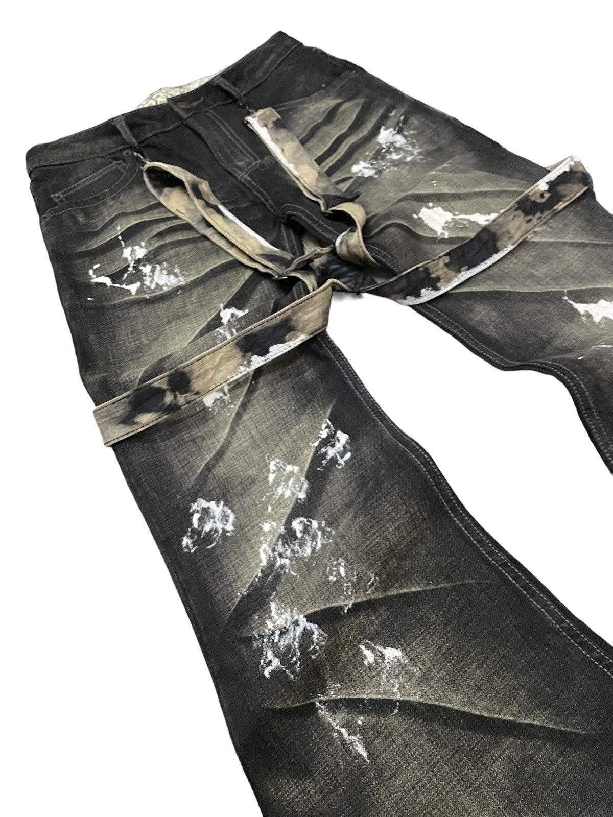 Luxuria Japan Flared Wide Leg Loose Laser Wash Man Jeans